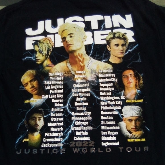 Women's Justin Bieber Justice World Tour 2022 Concert T Shirt Size Small S Music - Picture 4 of 4